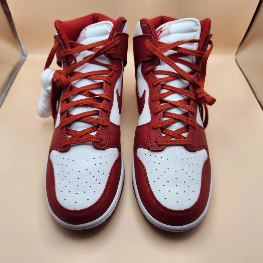 Nike Dunk Hi Retro SE Shoes Mens Size 14 White Red HF3743-101 High Top Sneakers